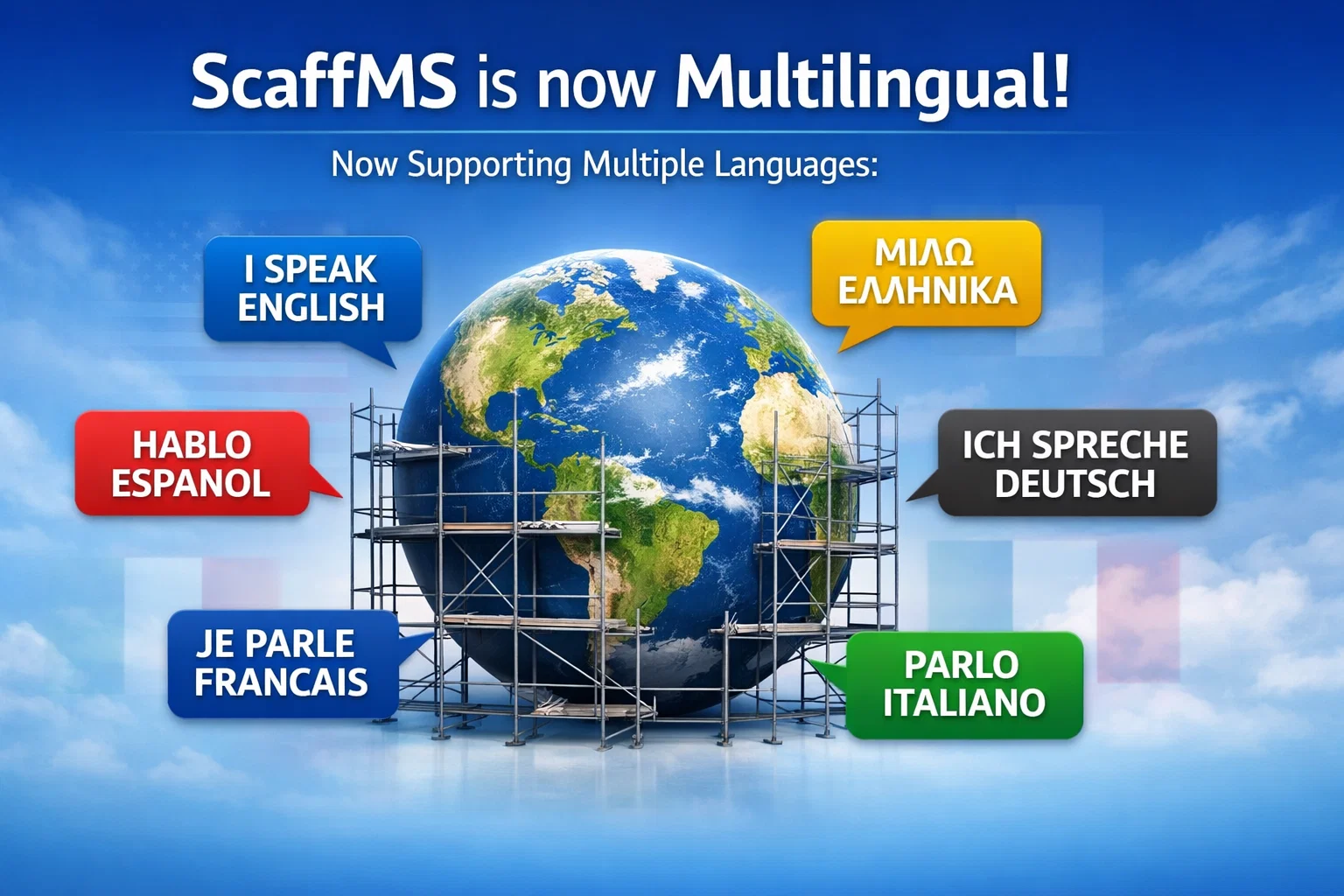 ScaffMS multilingual interface — available in 6 languages